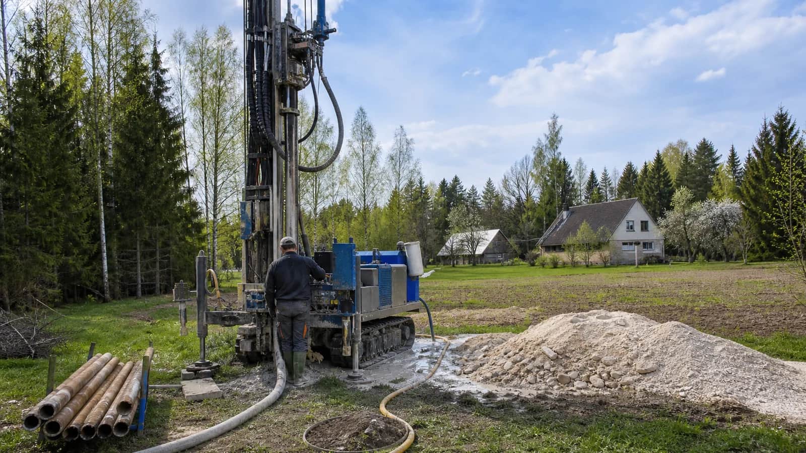 Puurmasin puurkaevu puurimisel Lääne-Virumaa maakinnistul